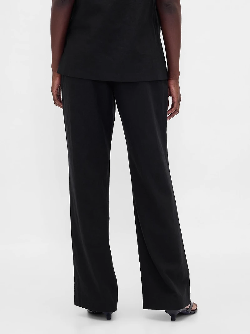 Low Rise Linen-Blend Flare Pants