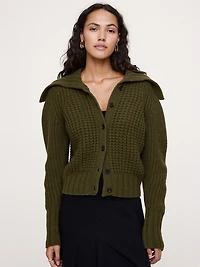 Merino-Cotton Cropped Cardigan