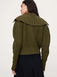 Merino-Cotton Cropped Cardigan