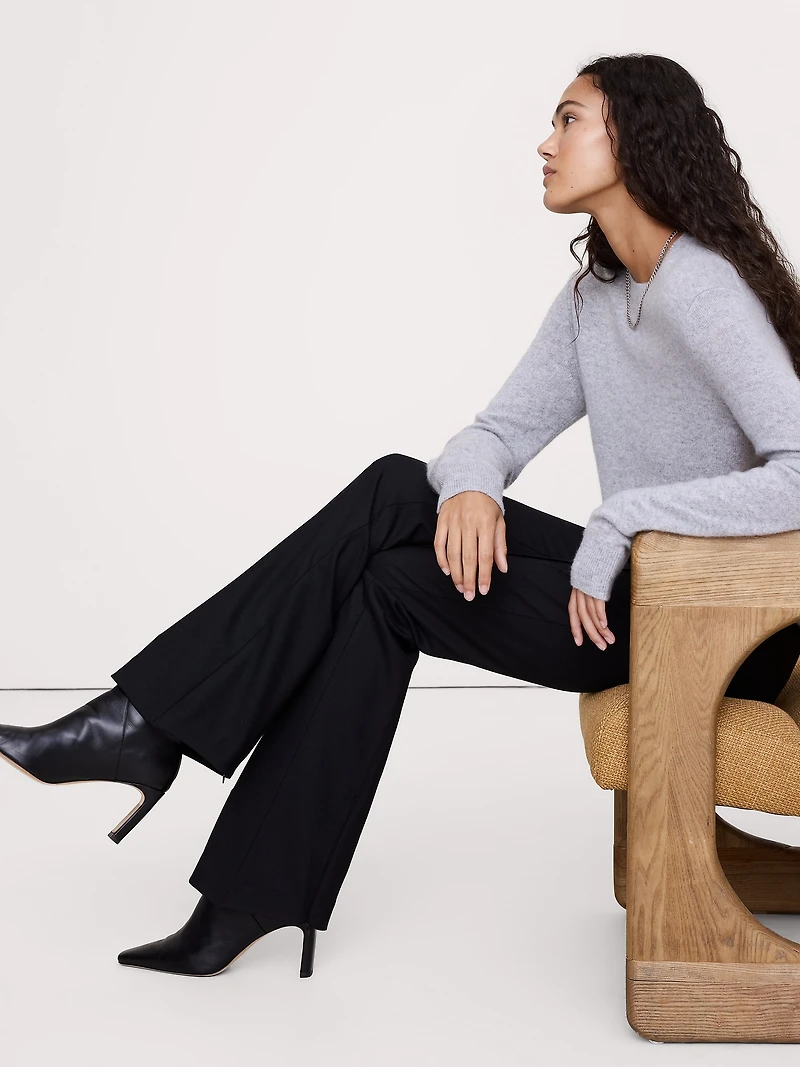 High-Rise Skinny Flare Stretch Wool-Blend Pant
