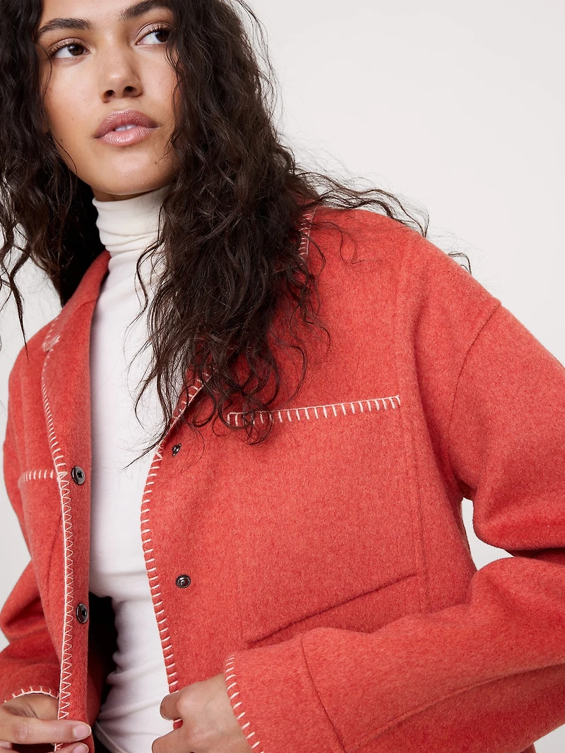 Double-Faced Short Jacket with Blanket Stitch