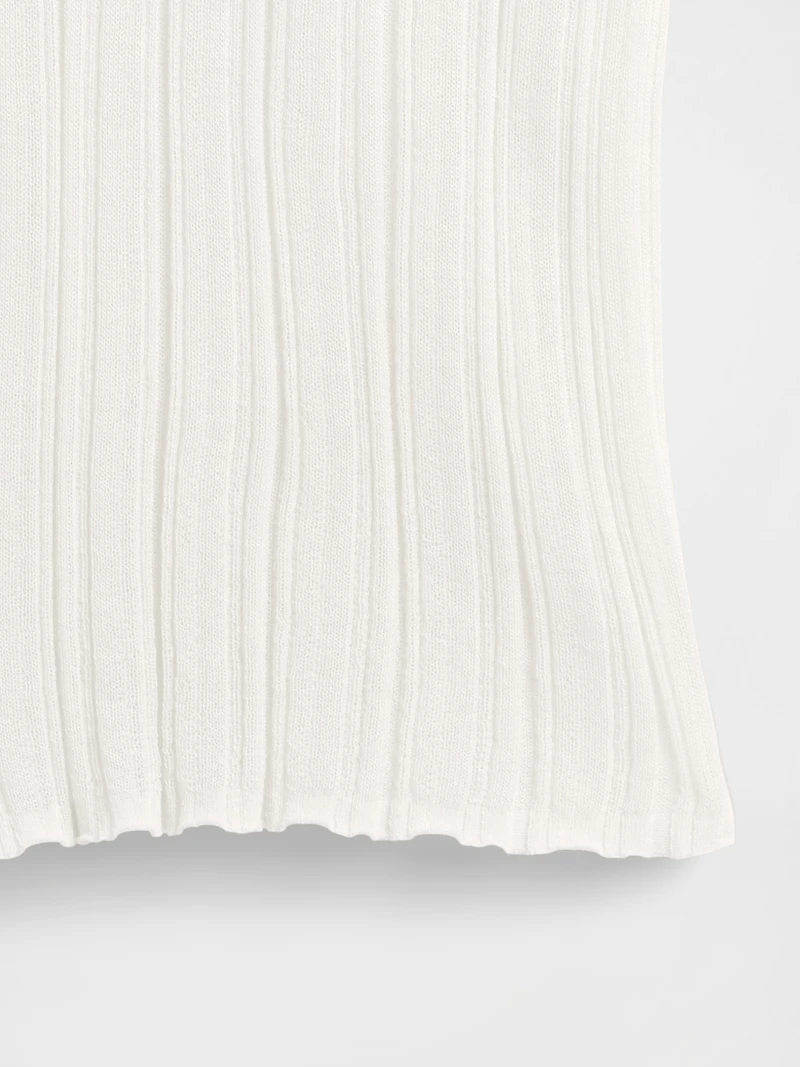 Sheer Rib Henley Sweater
