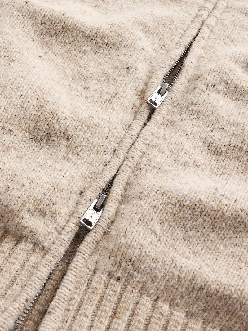 Wool-Blend Zip Cardigan Sweater