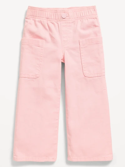 High-Waisted Baggy Wide-Leg Pull-On Pants for Toddler Girls