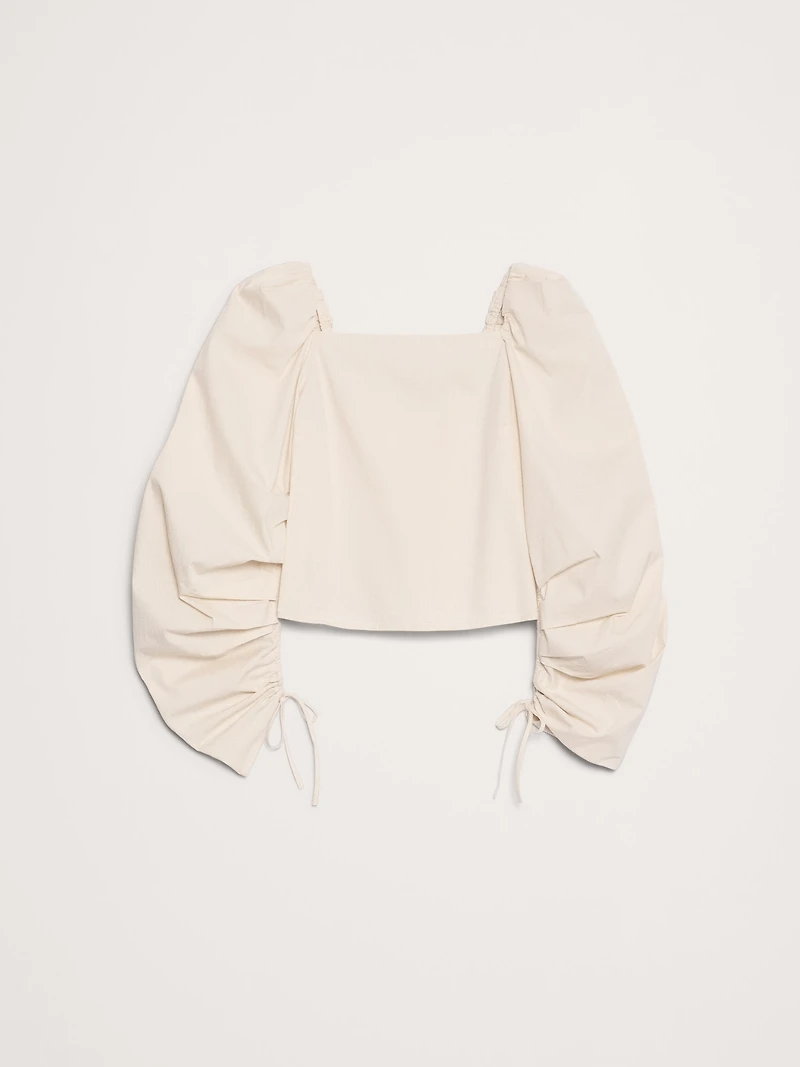 Stretch-Cotton Square-Neck Top