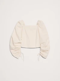 Stretch-Cotton Square-Neck Top