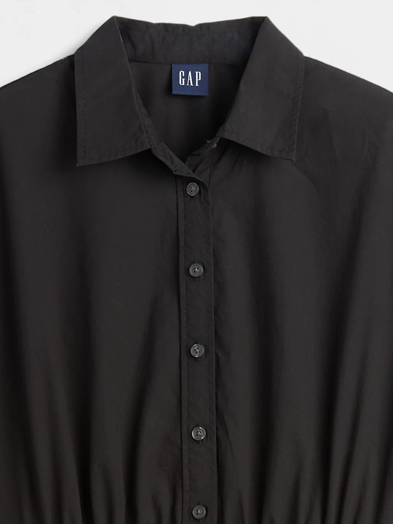 Poplin Drop-Waist Maxi Shirtdress