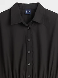 Poplin Drop-Waist Maxi Shirtdress