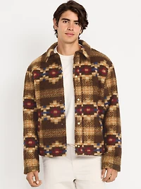 Sherpa-Lined Snap-Button Jacket