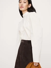Stretch-Cotton Puff-Sleeve Top