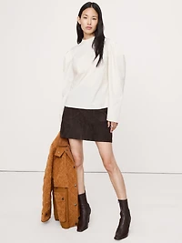Stretch-Cotton Puff-Sleeve Top
