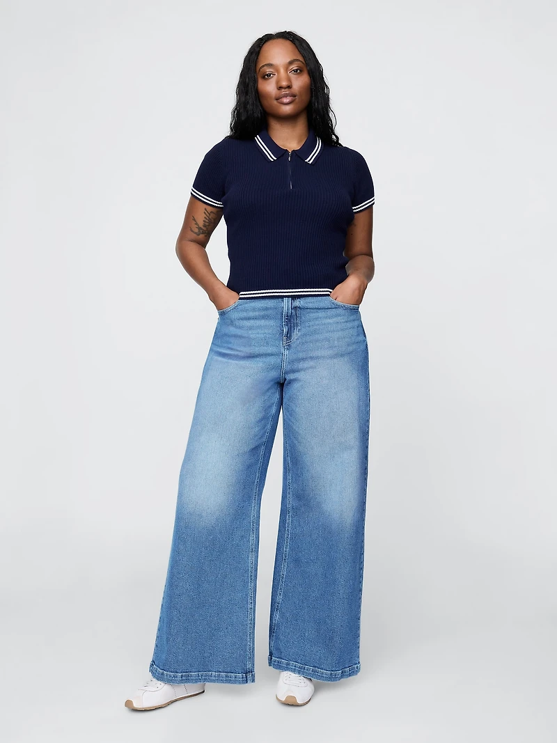 High Rise Stride Wide-Leg Jeans