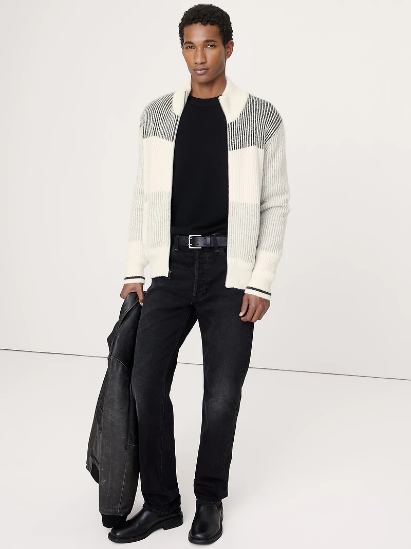 Alpaca-Wool Blend Sweater Jacket