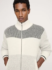 Alpaca-Wool Blend Sweater Jacket