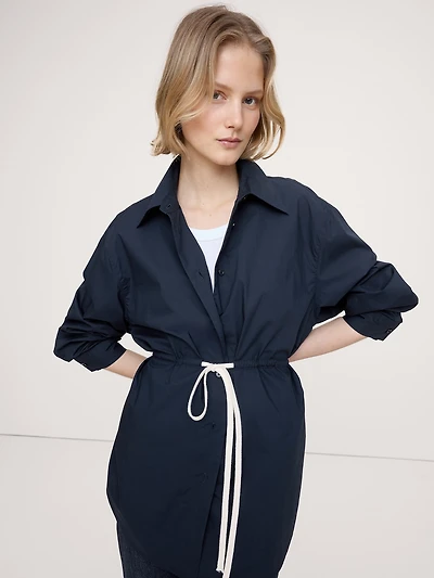 Cotton Poplin Drawstring-Waist Tunic