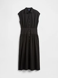 Poplin Drop-Waist Maxi Shirtdress