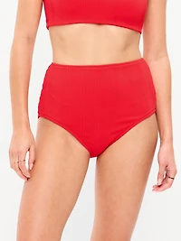High-Waisted Ribbed Bikini Swim Bottoms
