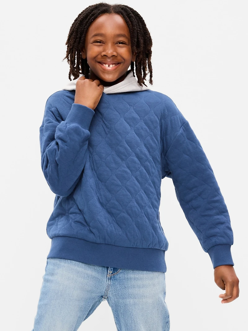 Oversized Quilted Fleece Hoodie for Boys