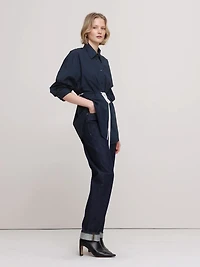 Cotton Poplin Drawstring-Waist Tunic