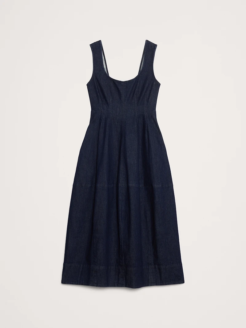 Denim Barrel Midi Dress