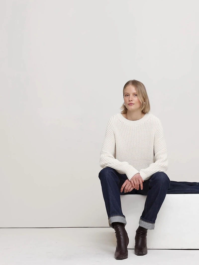 Chunky Cotton Crew-Neck Sweater