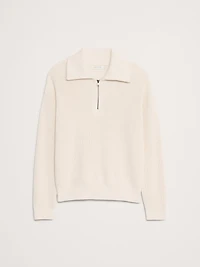 Cotton Ribbed Zip Sweater Polo