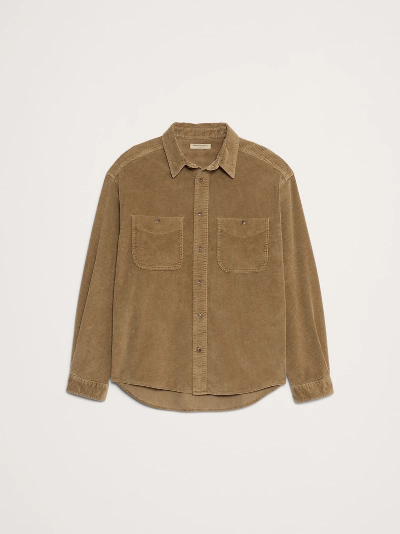 Relaxed-Fit Corduroy Shirt with Suede Elbow Patches