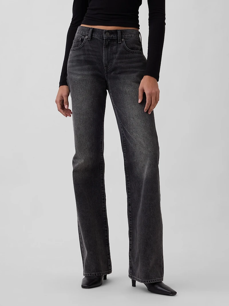 Mid Rise Rigid Relaxed Flare Jeans