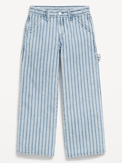 Super Baggy Striped Wide-Leg Carpenter Jeans for Girls