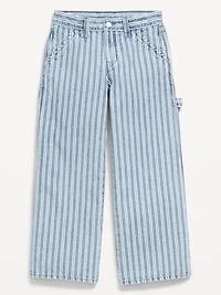 Super Baggy Striped Wide-Leg Carpenter Jeans for Girls