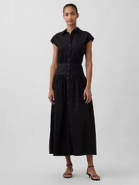 Poplin Drop-Waist Maxi Shirtdress