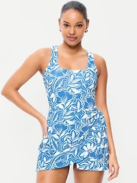 Pique Side-Tie Swim Dress