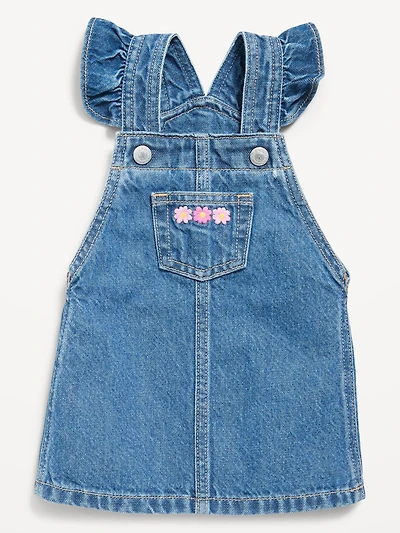 Ruffled Pocket Jean Skirtall Dress for Baby