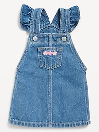 Ruffled Pocket Jean Skirtall Dress for Baby