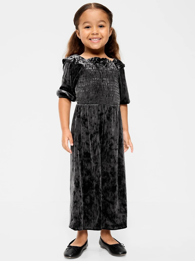 Smocked Velvet Jumpsuit for Toddler Girls