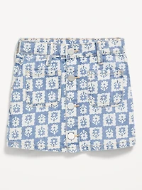 Printed High-Waisted Button-Front Jean Skirt for Toddler Girls