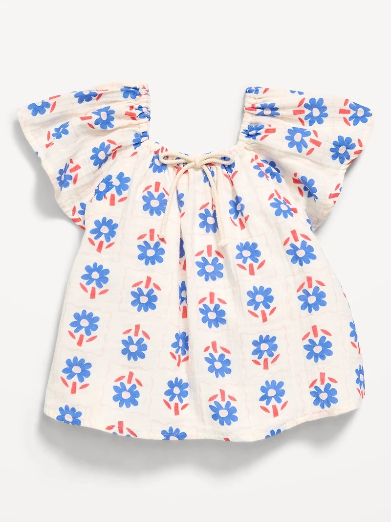 Printed Double-Weave Top for Toddler Girls