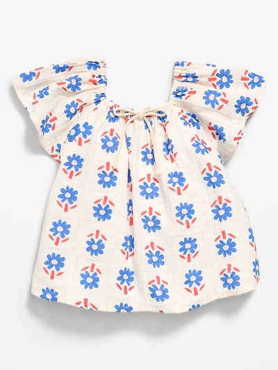 Printed Double-Weave Top for Toddler Girls