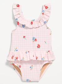 Printed Ruffle-Trim One-Piece Swimsuit for Baby
