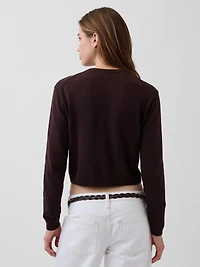 100% Cotton Relaxed Crop Cardigan Sweater