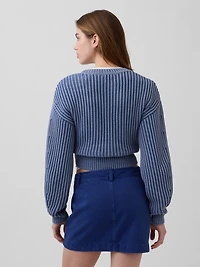 100% Cotton Barrel-Sleeve Crop Sweater