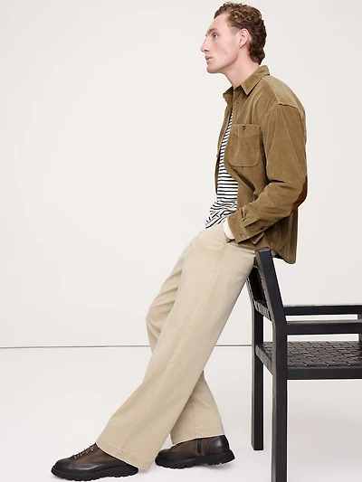 Relaxed-Fit Corduroy Shirt with Suede Elbow Patches