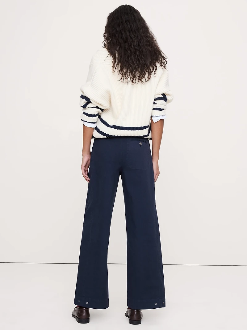 High-Rise Stretch-Canvas Sailor Pant
