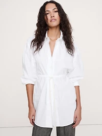 Cotton Poplin Drawstring-Waist Tunic