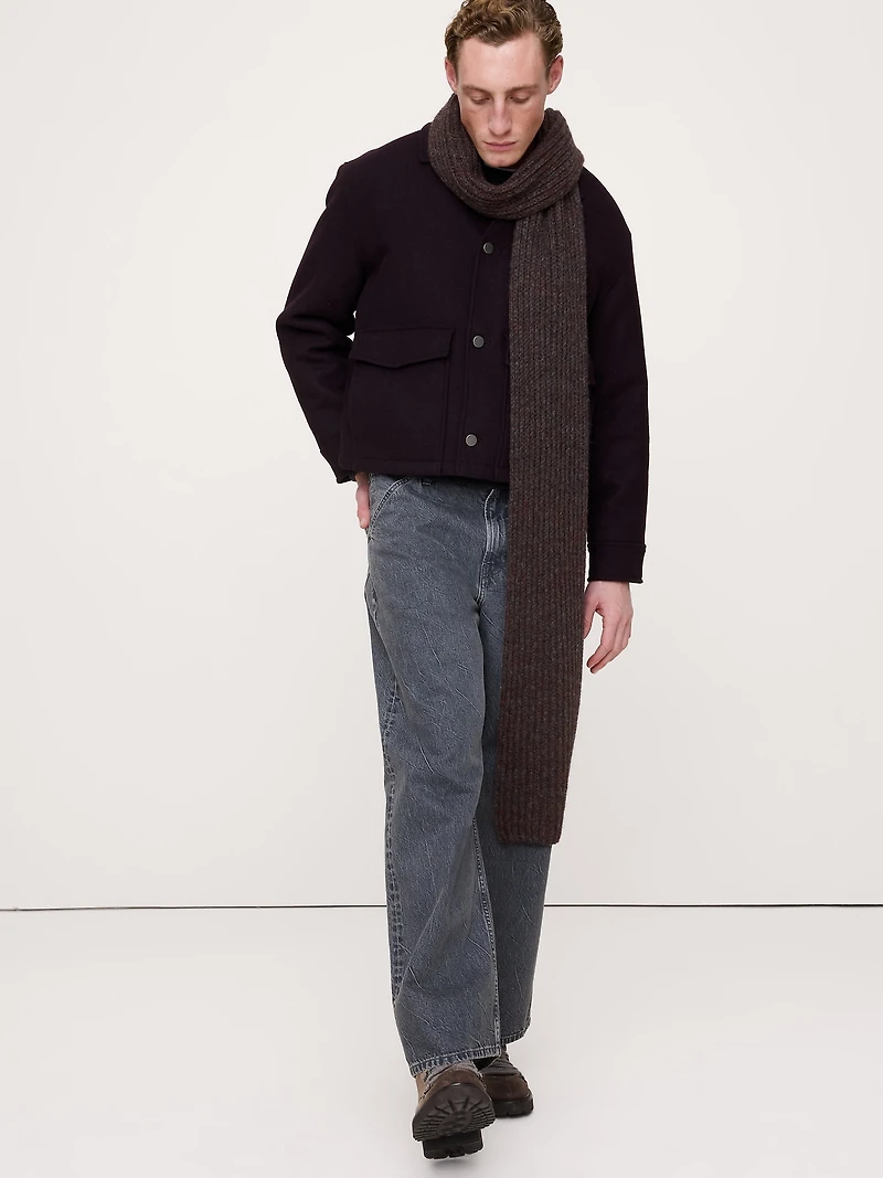 Chunky Alpaca-Wool Blend Ribbed Scarf