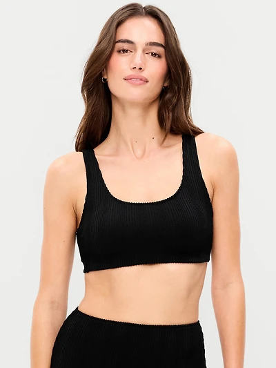 Ribbed Scoop-Neck Swim Top