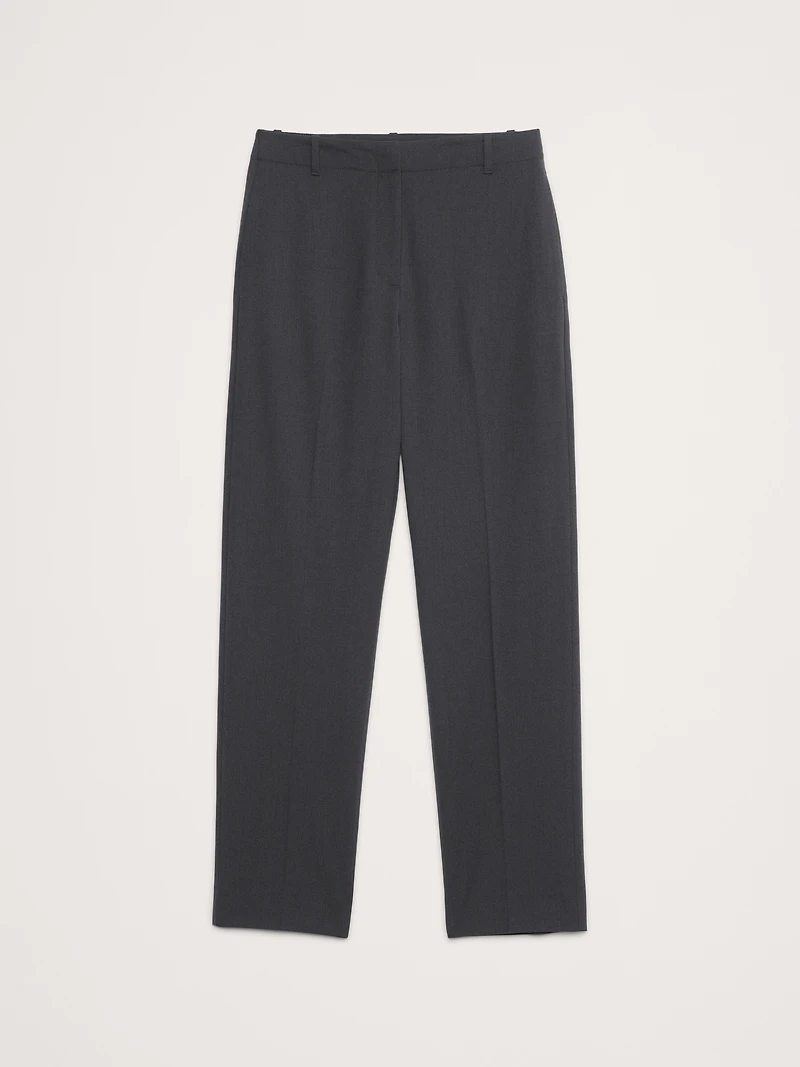 High-Rise Slim Italian Lightweight Wool Ankle Pant