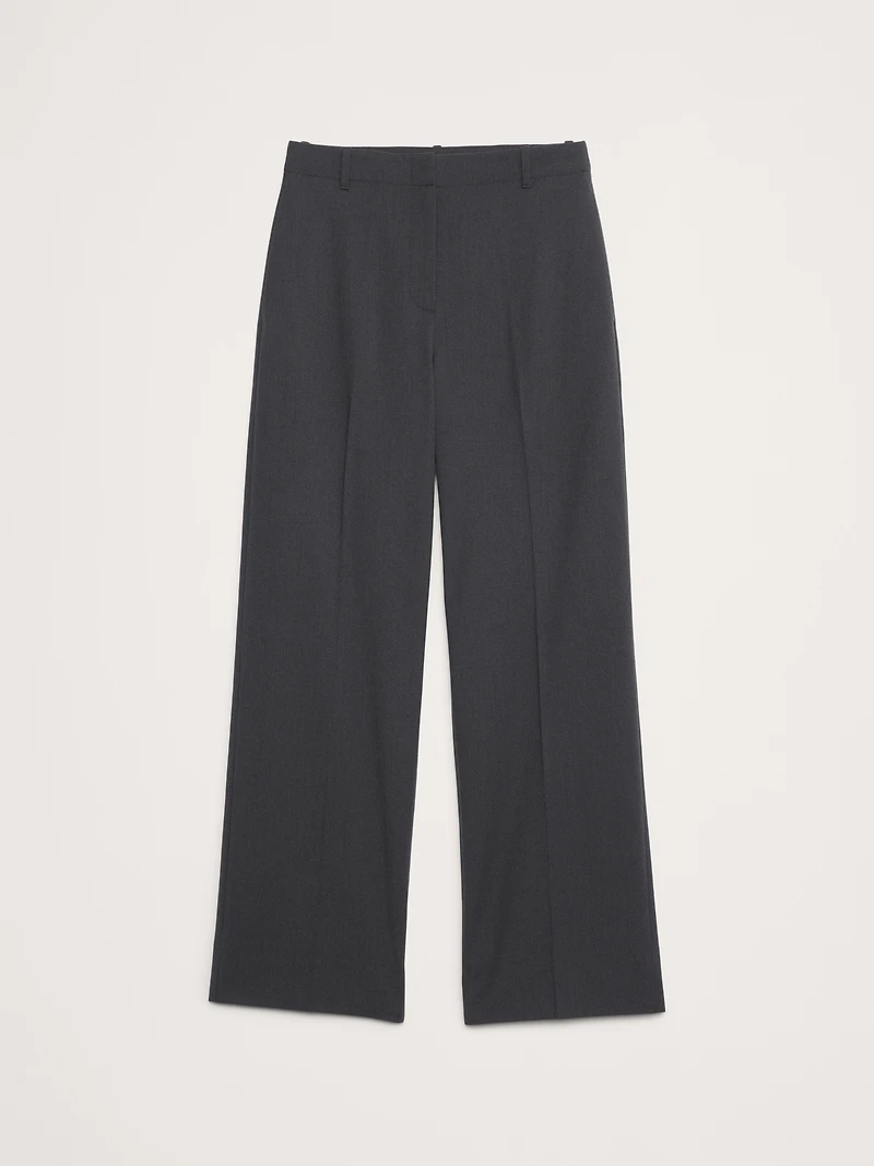 High-Rise Modern Straight Italian Lightweight Wool Pant