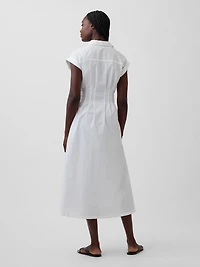 Poplin Cinched Midi Shirtdress
