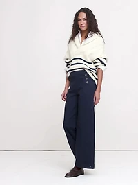 High-Rise Stretch-Canvas Sailor Pant